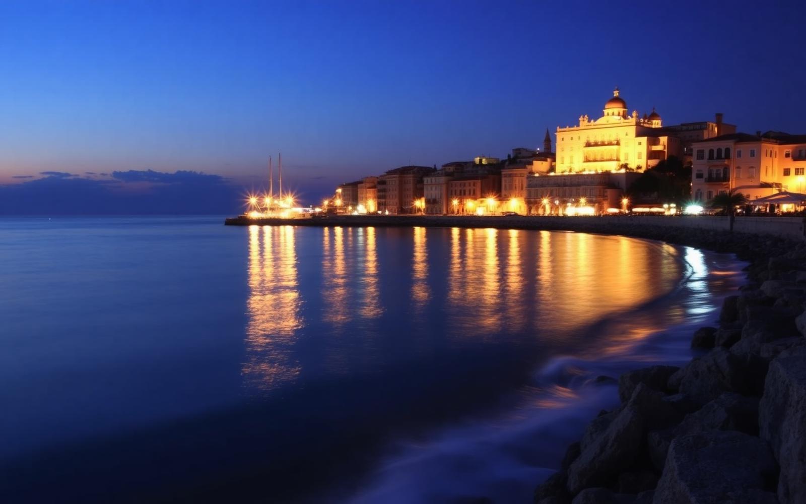Lungomare di Siracusa all'ora blu